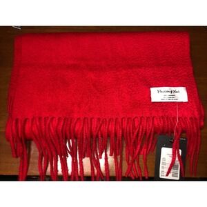 Preston & York Red 100% Cashmere Fringe Scarf Rectangle 72X12